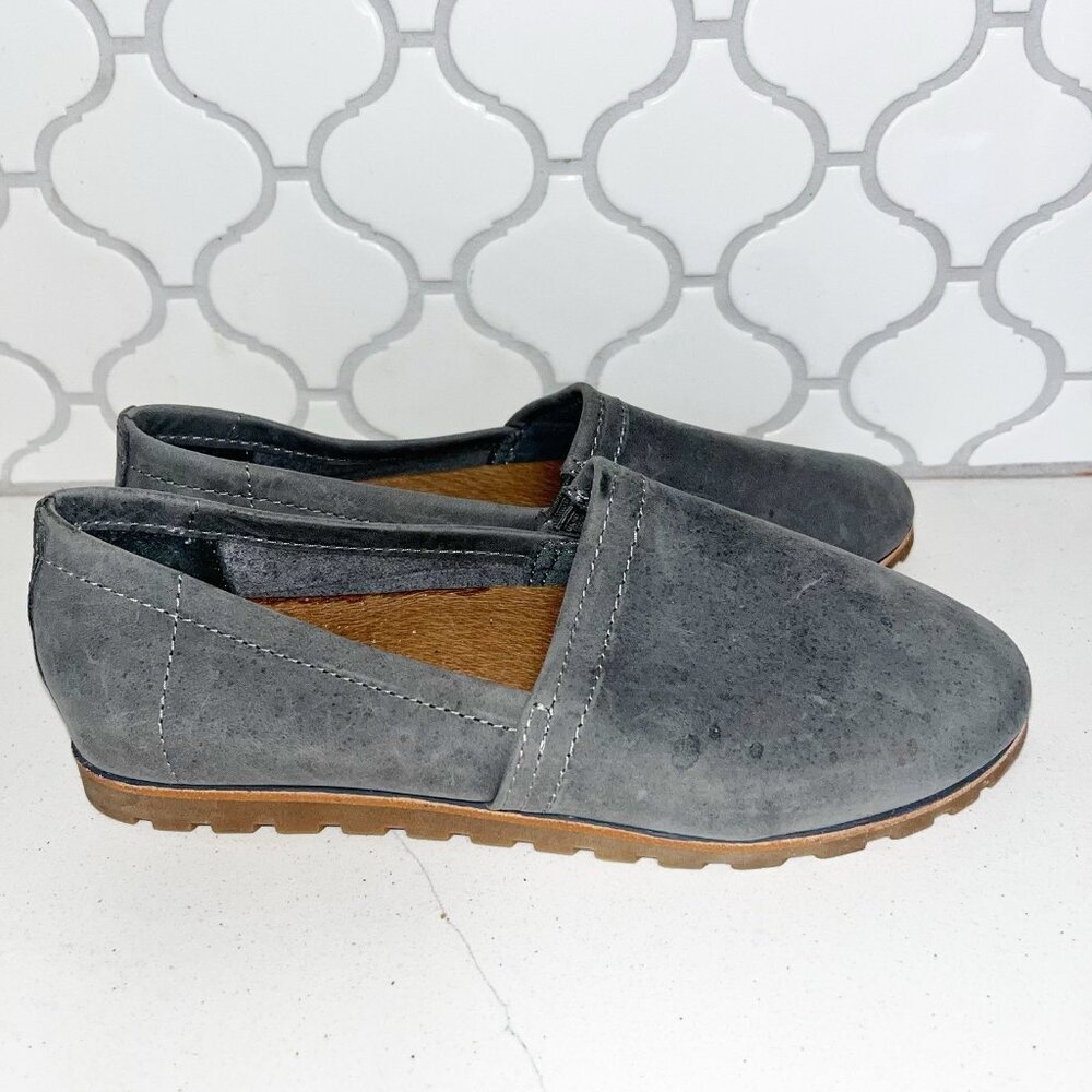 LL Bean Lakewashed Women's 6.5 Blue Grey Nubuck Leather Comfort Loafers Flat